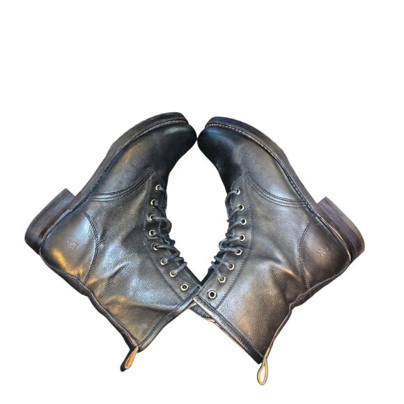 Frye Veronica Women's Flex Combat Boots Size 9.5 Black Leather Lace Up Heeled - Picture 6 of 10